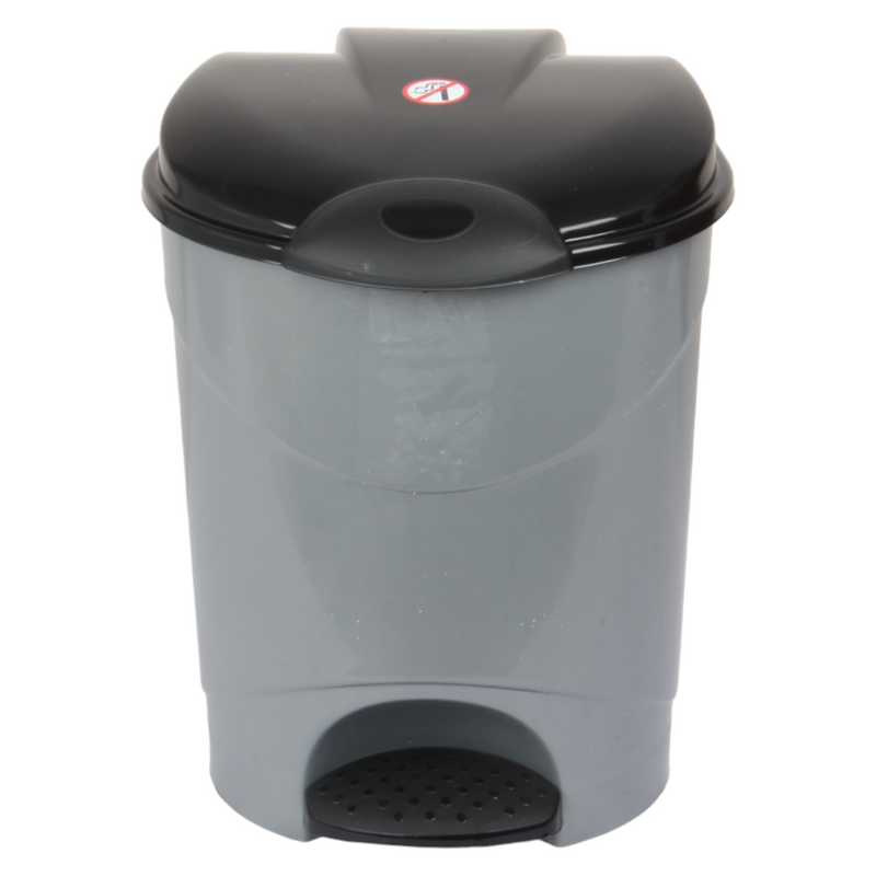 12L Round Kitchen Pedal Bin with Inner Bucket. Foot Operate Waste Bin. (Silver)