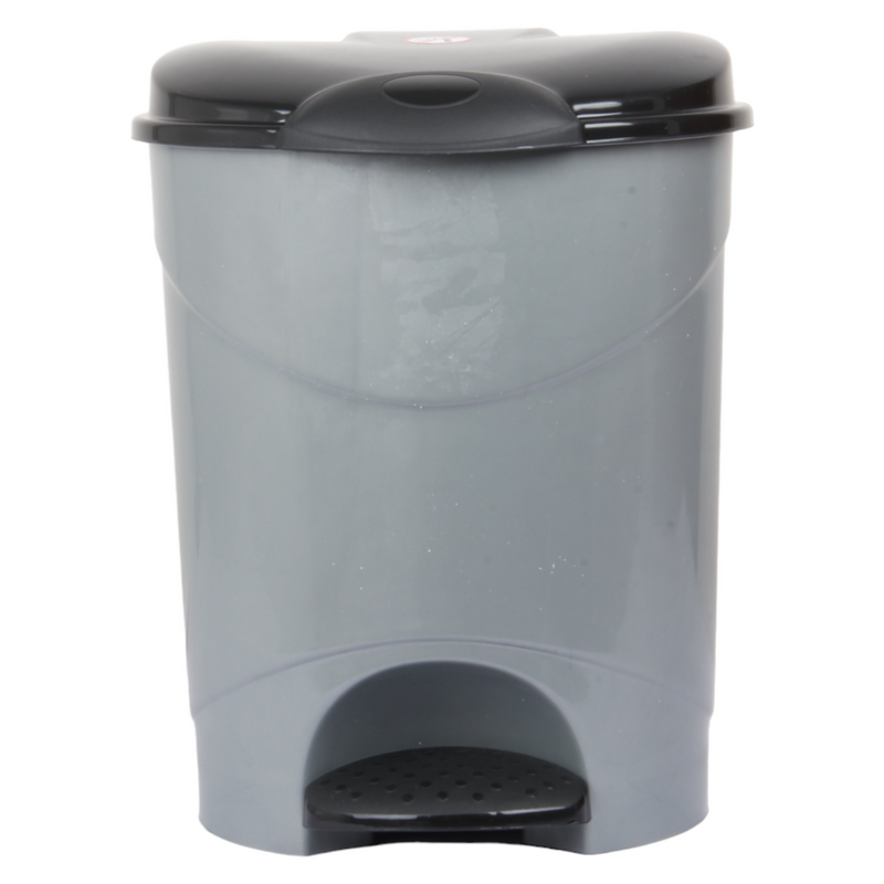 12L Round Kitchen Pedal Bin with Inner Bucket. Foot Operate Waste Bin. (Silver)