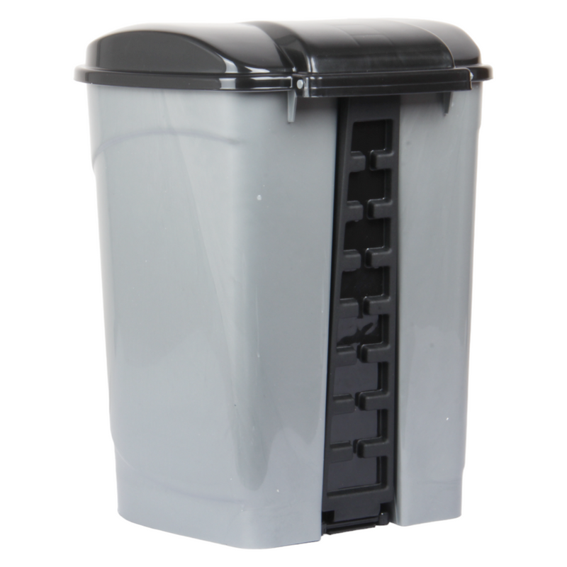 12L Round Kitchen Pedal Bin with Inner Bucket. Foot Operate Waste Bin. (Silver)