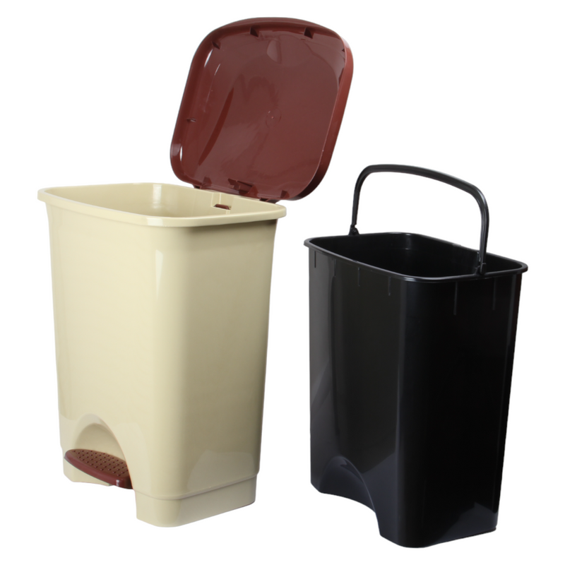 50L Plastic Kitchen Pedal Bin with INNER Bucket. Foot Recycling Dustbin.
