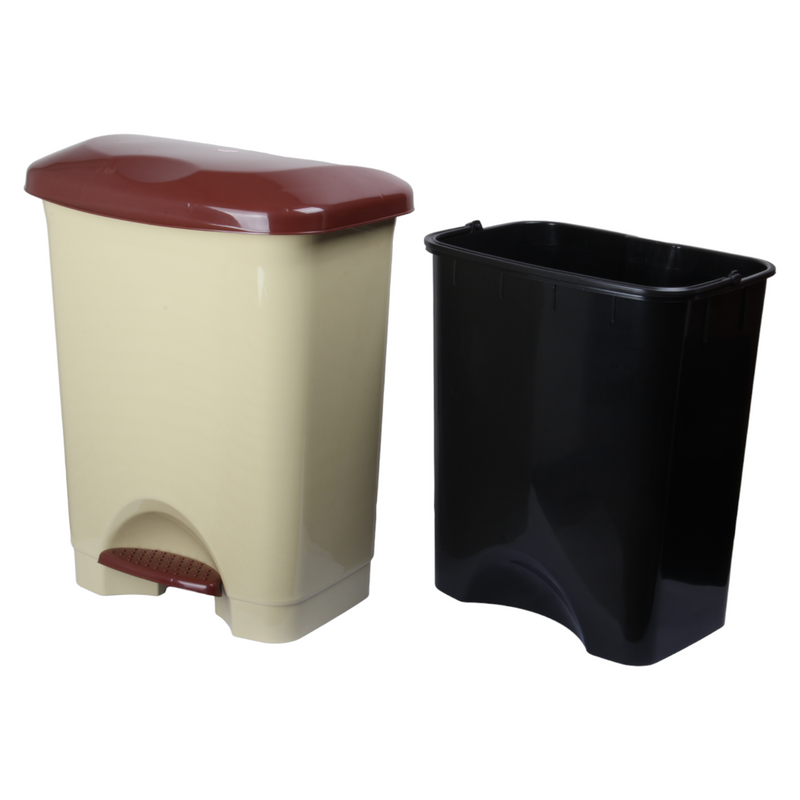50L Plastic Kitchen Pedal Bin with INNER Bucket. Foot Recycling Dustbin.