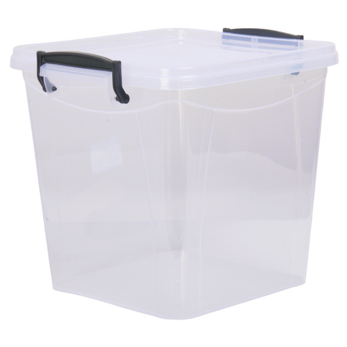 15L Food Storage Box with Lid. Clear Plastic Pantry Container.