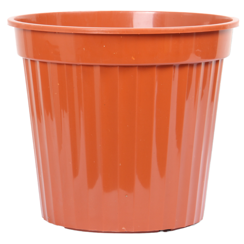 3pcs Round Flower Pot & Saucer. Strong Plastic Planters. (Brown)