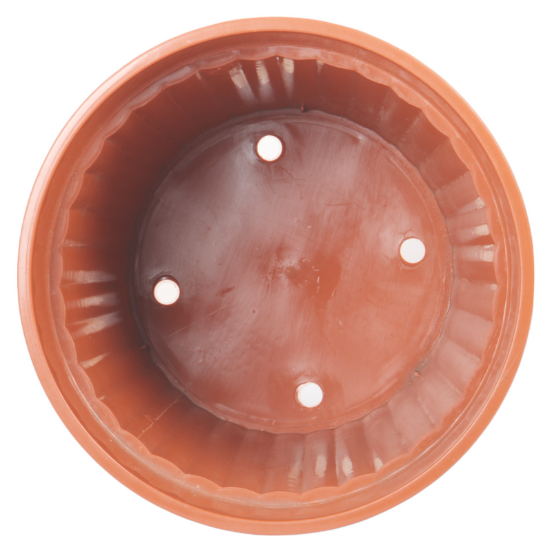 3pcs Round Flower Pot & Saucer. Strong Plastic Planters. (Brown)