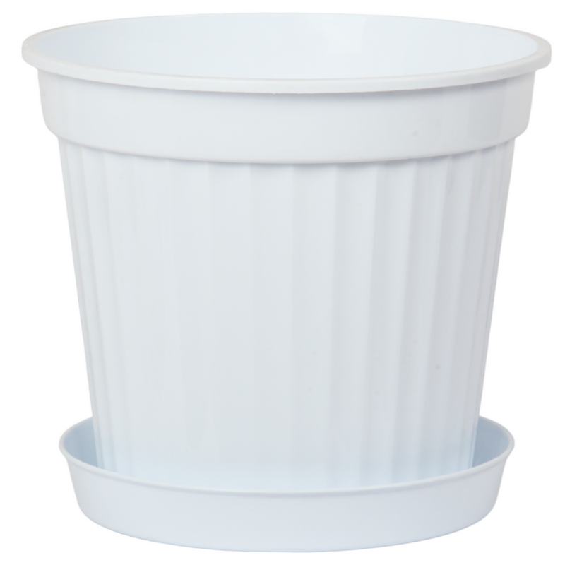 Round Flower Plant Pot and Saucer. Garden Planters. (5.5 L)