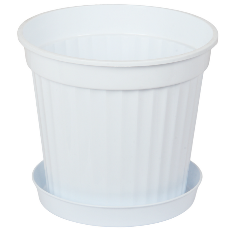 Round Flower Plant Pot and Saucer. Garden Planters. (5.5 L)