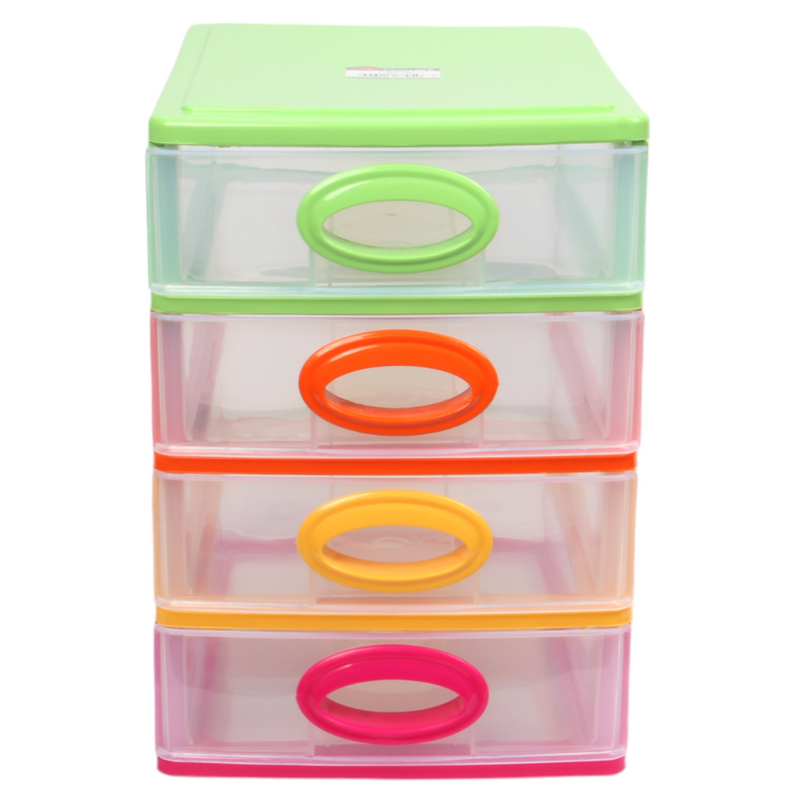 4 Tier Drawer Storage Unit. Transparent Desktop Drawer.