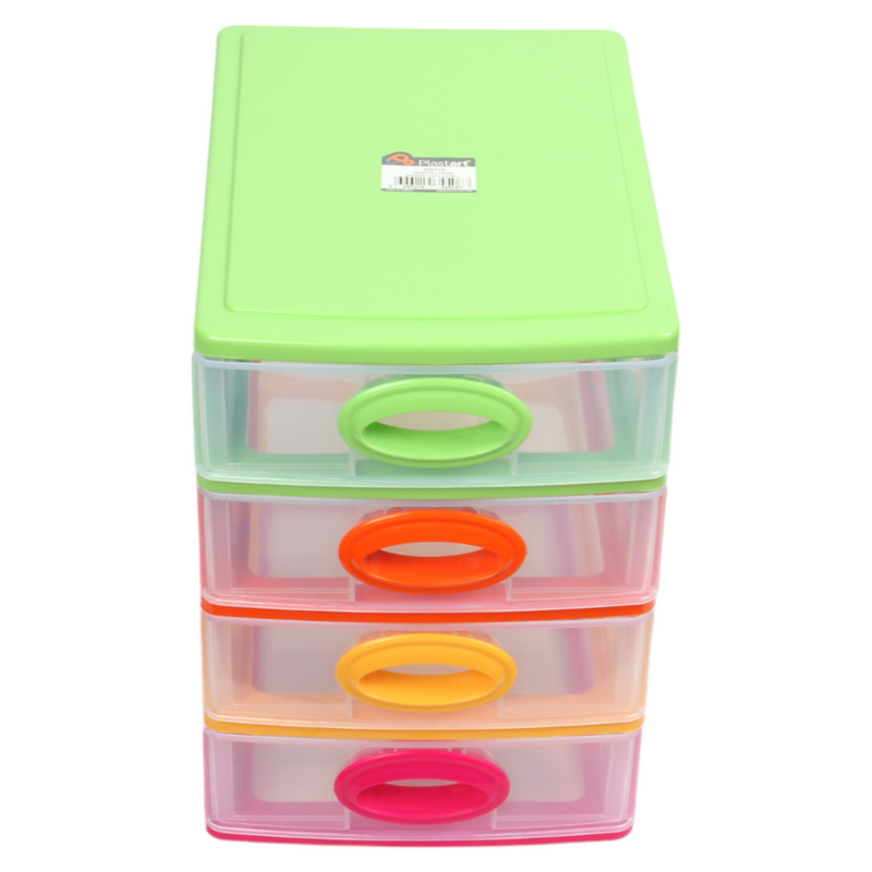 4 Tier Drawer Storage Unit. Transparent Desktop Drawer.