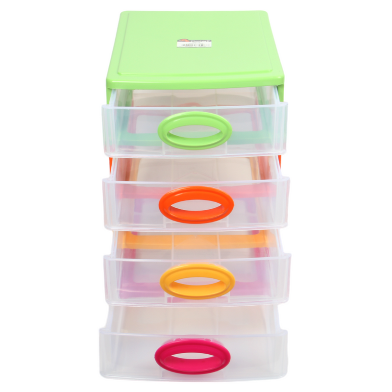 4 Tier Drawer Storage Unit. Transparent Desktop Drawer.