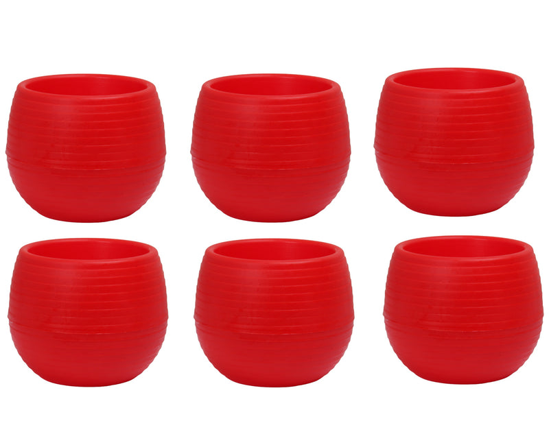 Mini Round Flower Pot. Succulent, Cactus Flower Planter. Desktop Pot. (Red)