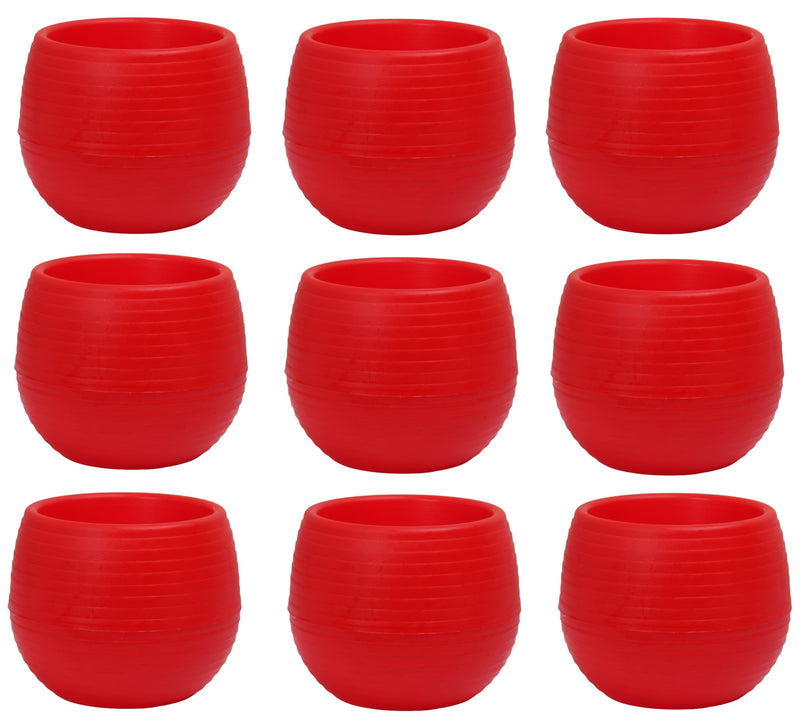 Mini Round Flower Pot. Succulent, Cactus Flower Planter. Desktop Pot. (Red)