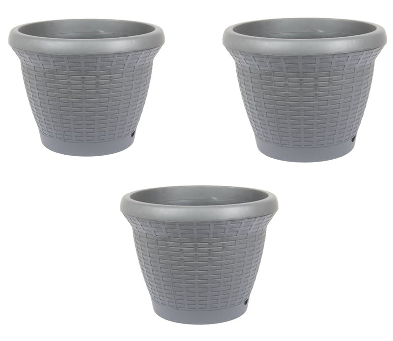 Round Rattan Style Flower Pots. (15L)