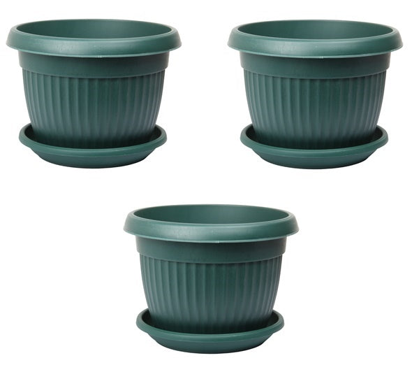 Flower Plant Pot with Saucer. Round Plastic Garden Planters. Indoor & Outdoor.