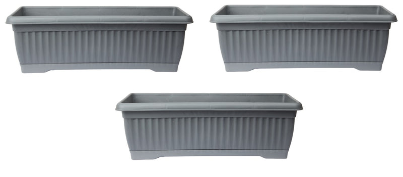 Rectangular Flower Pot with Drip Tray. (51cm) Garden Flower Planter Box. (Grey)