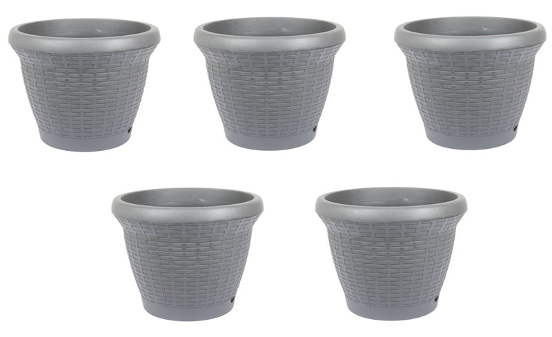 Round Rattan Style Flower Pots. (15L)