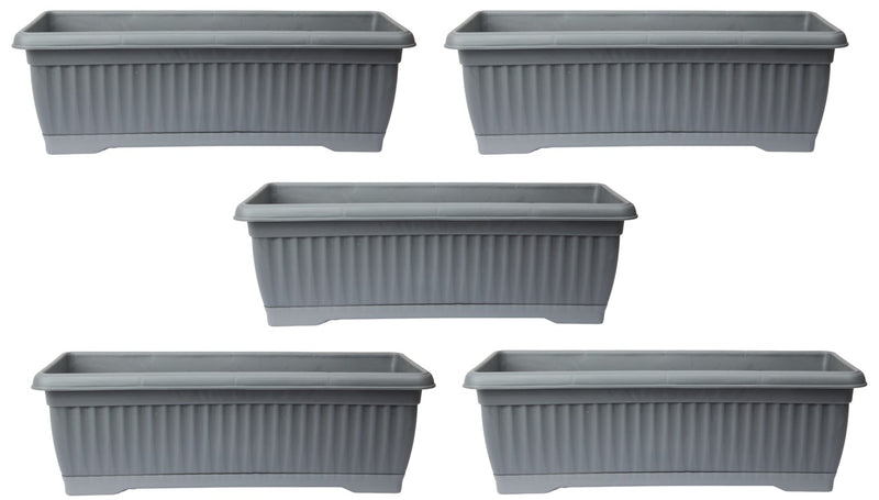 Rectangular Flower Pot with Drip Tray. (51cm) Garden Flower Planter Box. (Grey)