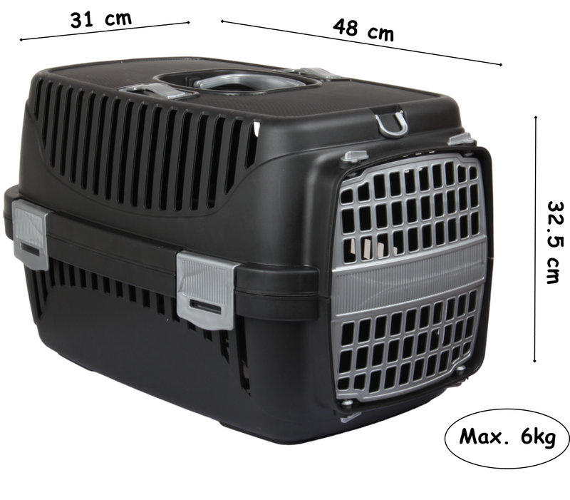 Small Plastic Pet Carrier. (BLACK)