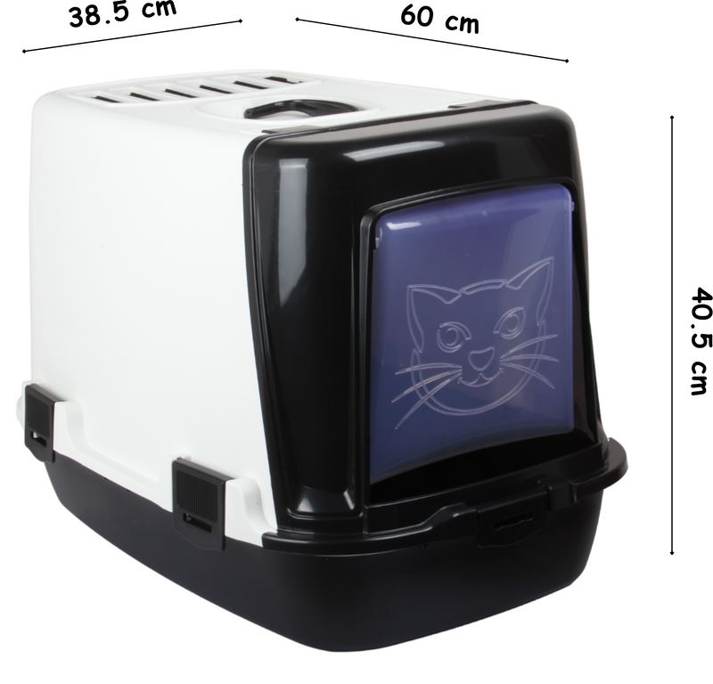 Pet Hooded Litter Tray Box with Scoop. Carbon Filter Litter Box.