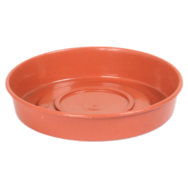 3pcs Round Flower Pot & Saucer. Strong Plastic Planters. (Brown)