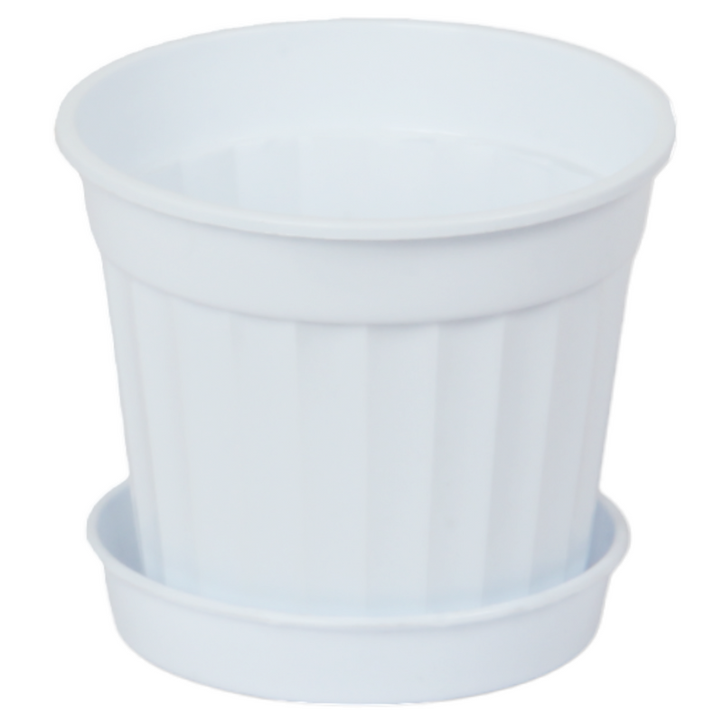 Small Round Flower Plant Pot and Saucer. Garden Planters. (1.1 L)