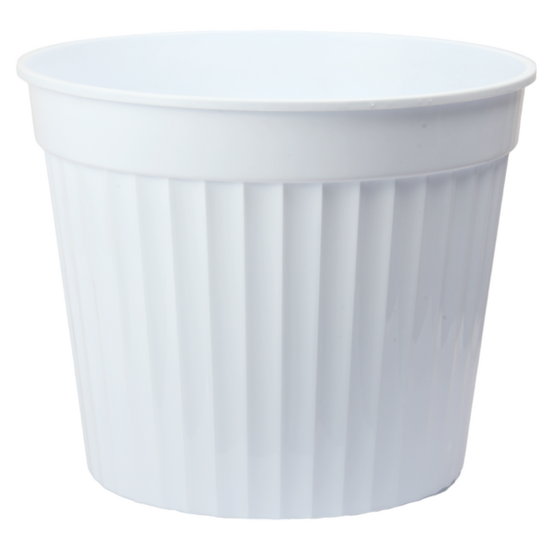 3pcs Round Flower Pot & Saucer. Strong Plastic Planters. (White)