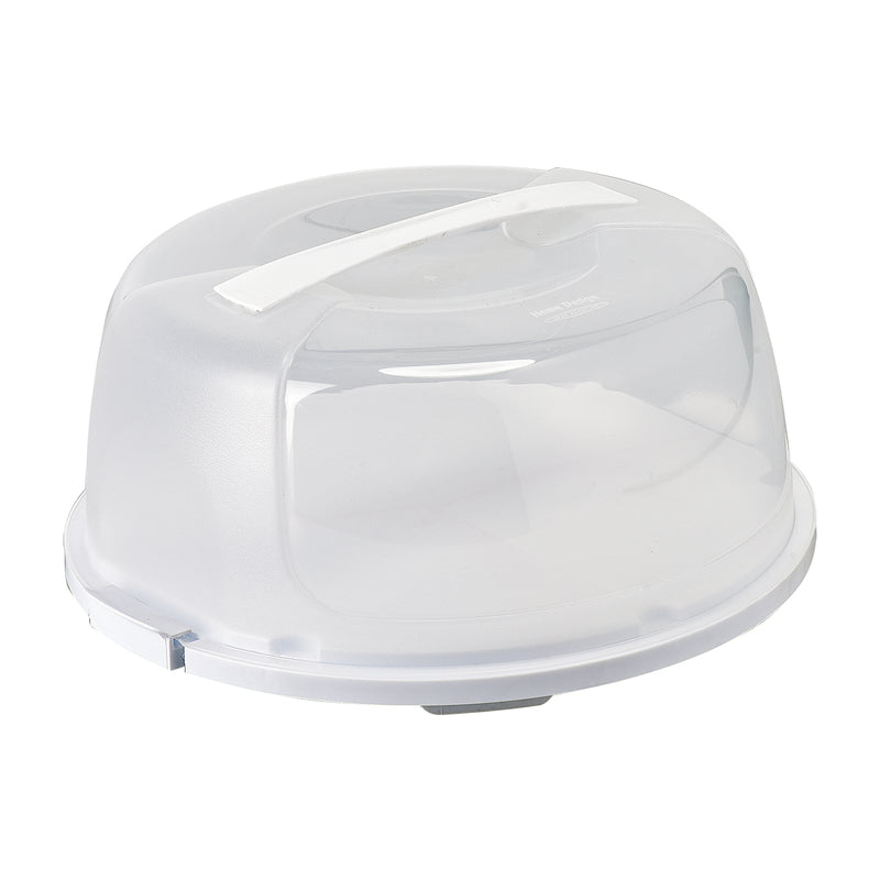 Round Cake Carrier. Plastic Clear Cake Storage Box. (White)