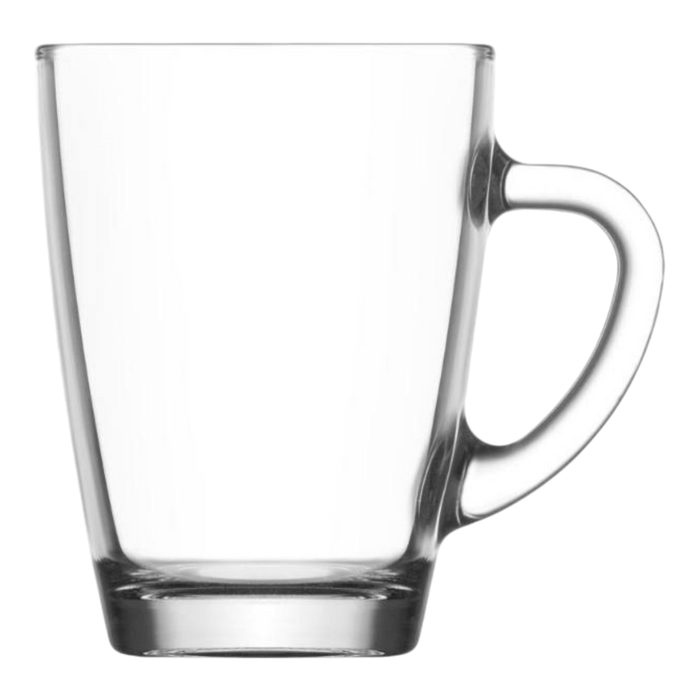 Glasshop Glass Coffee Mugs. 6-Pack, 350ml Tea Coffee Cups with Handle.