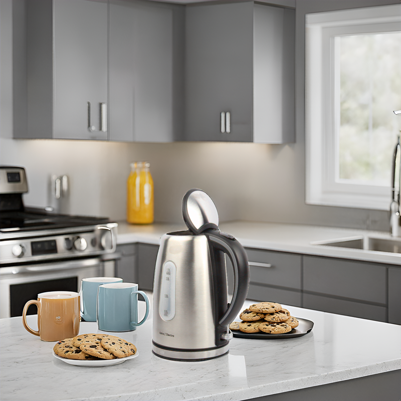 Astro Electra 1.7L Electric Kettle – 2200W Fast Boil, Stainless Steel, Cordless with 360° Rotating Base, Strix Controller, Cool-Touch Handle, BPA-Free, Auto Shut-Off