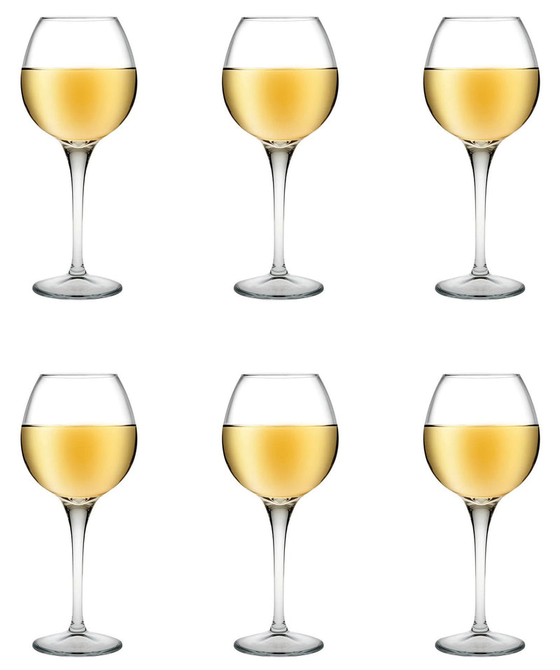 White Wine Glasses. Stemware Wine Goblets. (Pack of 6) (355 cc/ml).