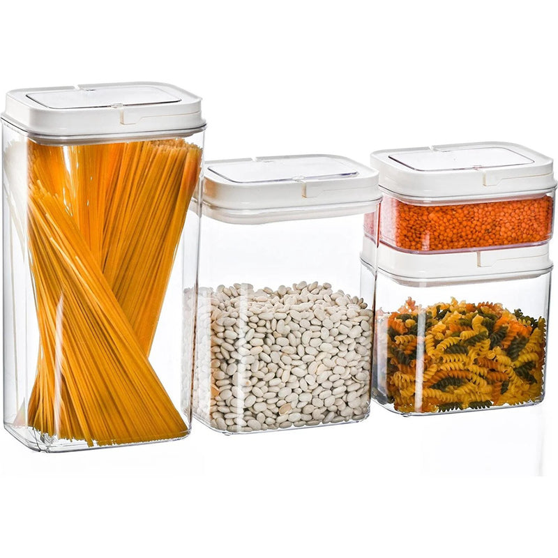 (Set of 4) Food Storage Containers Set. Airtgiht Lid. Rectangular Food Box.
