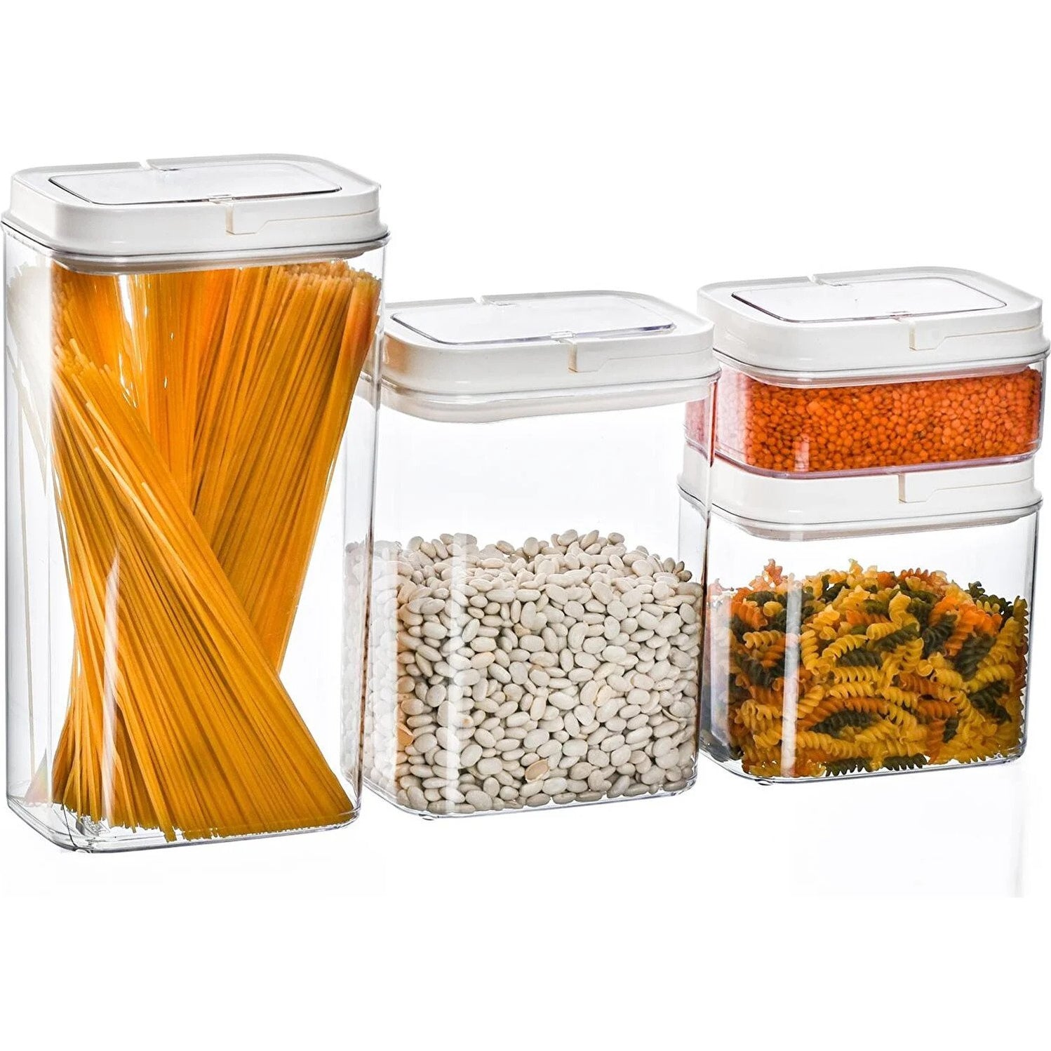 (Set of 4) Food Storage Containers Set. Airtgiht Lid. Rectangular Food