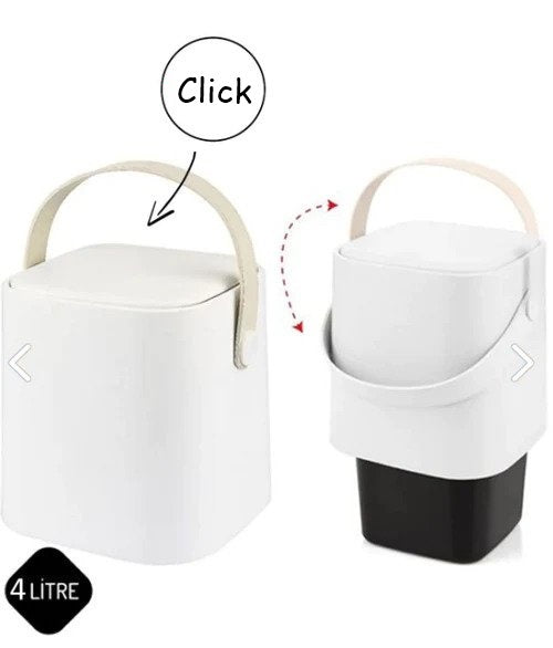 4 Liter Touch Top Dustbin. Removable Bucket. Soft Handle.