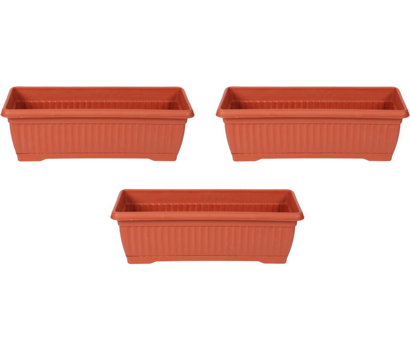 Rectangular Flower Pot with Drip Tray. (51cm) Garden Flower Planter Box. (Terra Cotta)