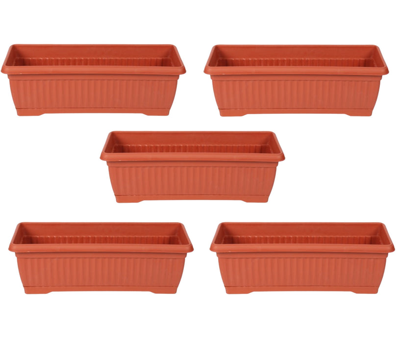 Rectangular Flower Pot with Drip Tray. (51cm) Garden Flower Planter Box. (Terra Cotta)