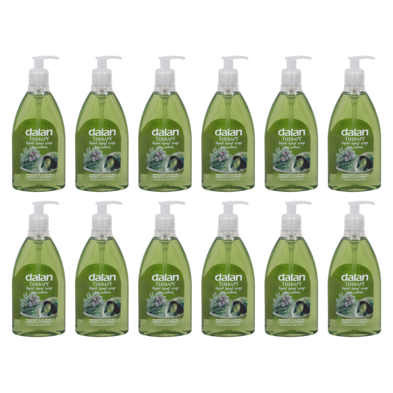 Dalan Therapy Liquid Hand Soap with Rosemary & Olive Oil (Pack of 12, 400 ml / 13.5 fl oz Each)