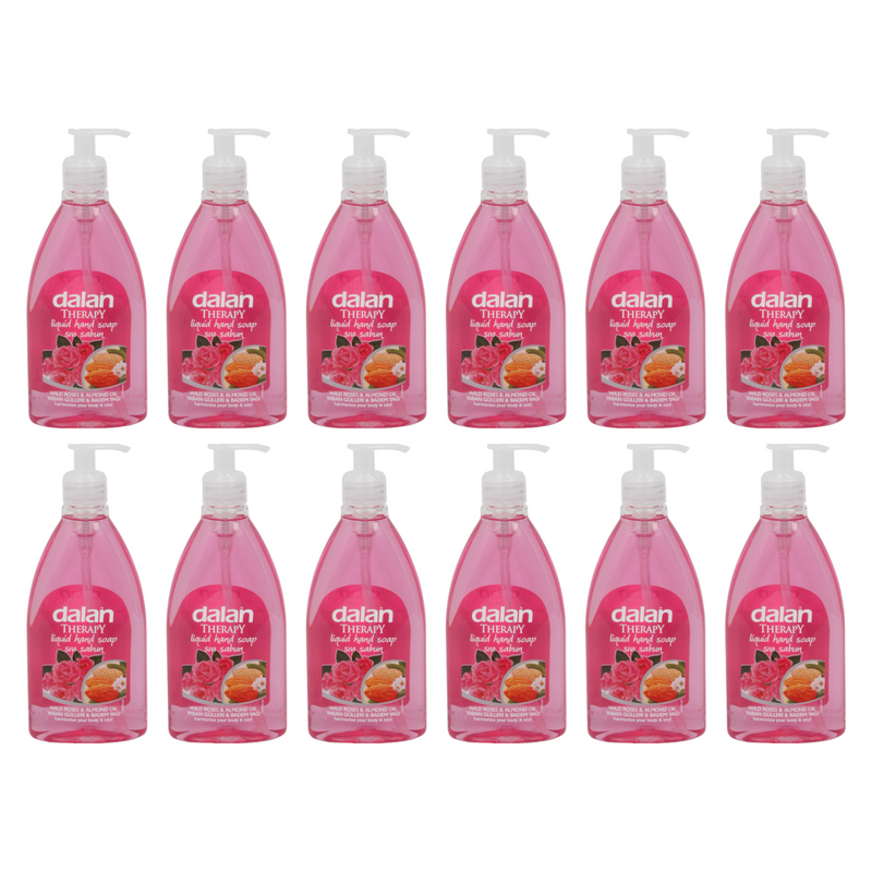 Dalan Therapy Liquid Hand Soap with Wild Roses & Almond Oil (Pack of 12, 400 ml / 13.5 fl oz Each)