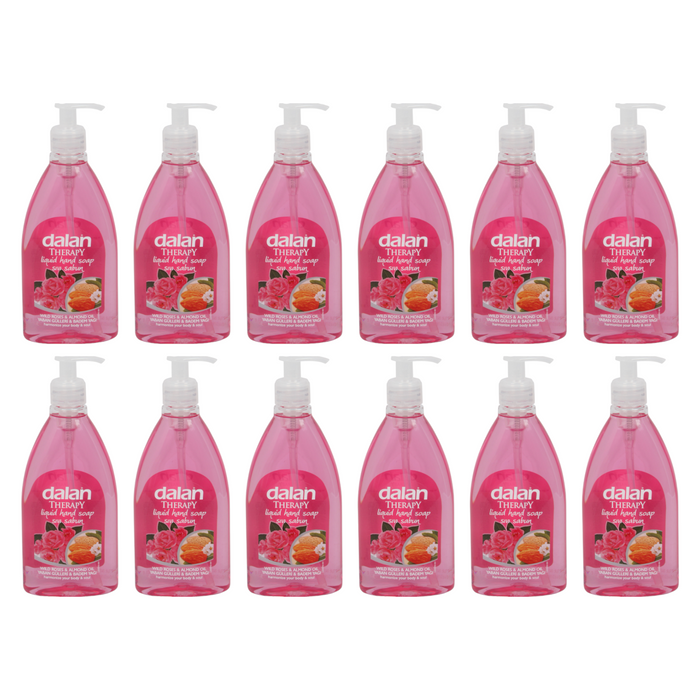 Dalan Therapy Liquid Hand Soap with Wild Roses & Almond Oil (Pack of 12, 400 ml / 13.5 fl oz Each)
