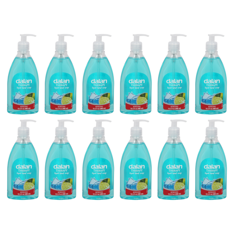 Dalan Therapy Liquid Hand Soap - Antibacterial & Malodors (Pack of 12, 400 ml / 13.5 fl oz Each)