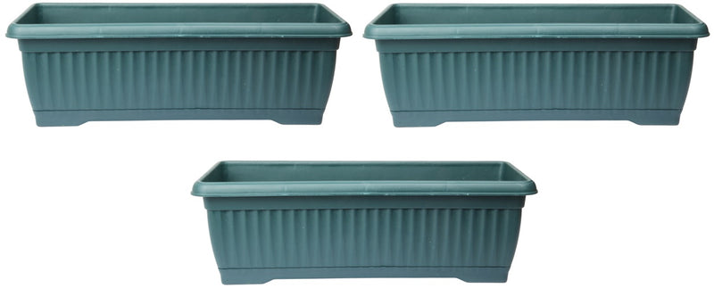 Rectangular Flower Pot with Drip Tray. (51cm) Garden Flower Planter Box. (Green)