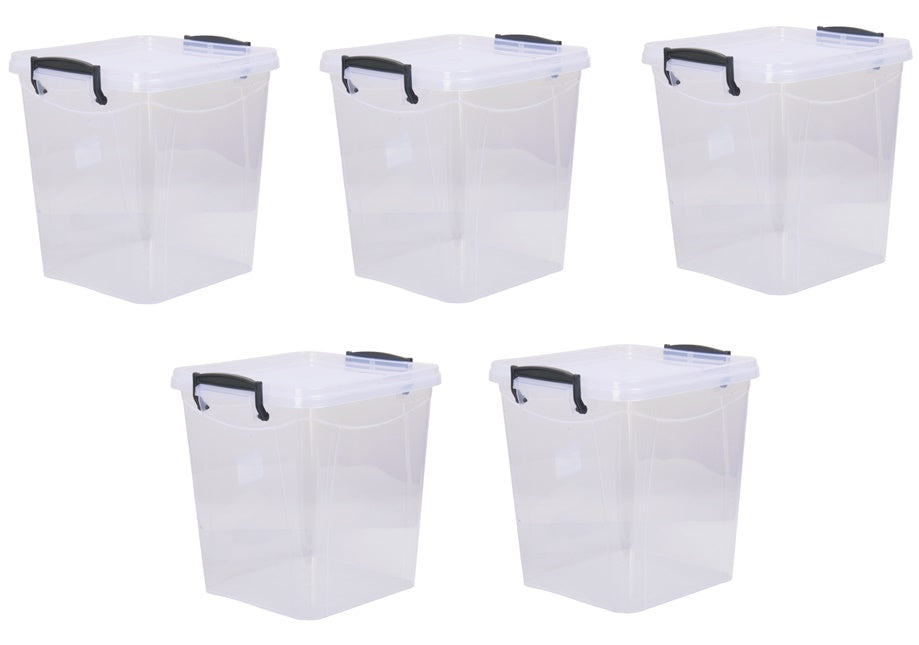15L Food Storage Box with Lid. Clear Plastic Pantry Container.