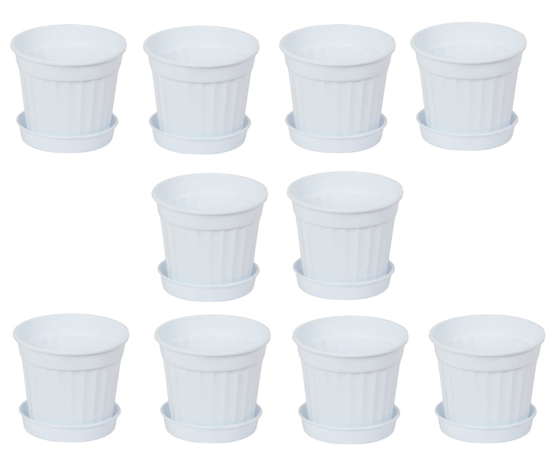 Small Round Flower Plant Pot and Saucer. Garden Planters. (1.1 L)