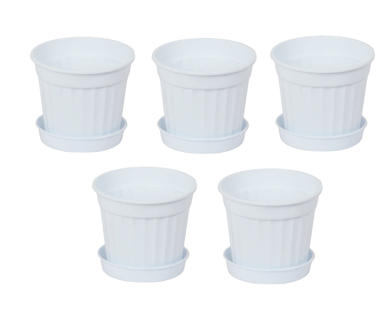 Small Round Flower Plant Pot and Saucer. Garden Planters. (1.1 L)