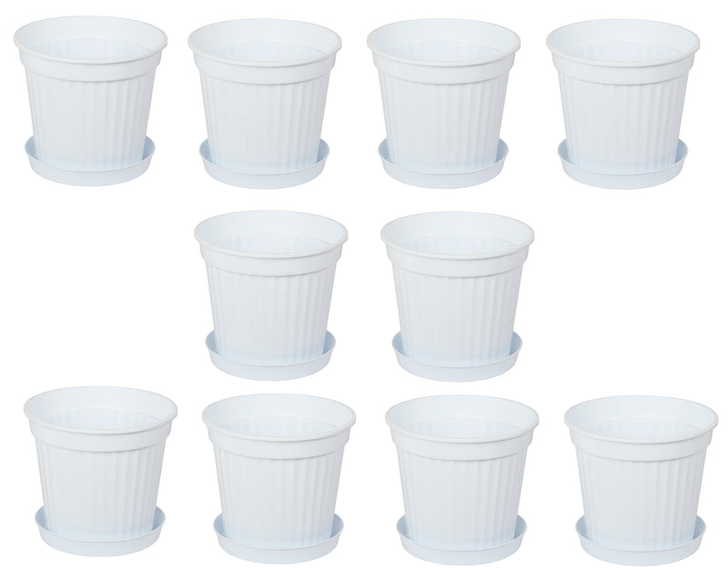 Round Flower Plant Pot and Saucer. Garden Planters. (3 L)