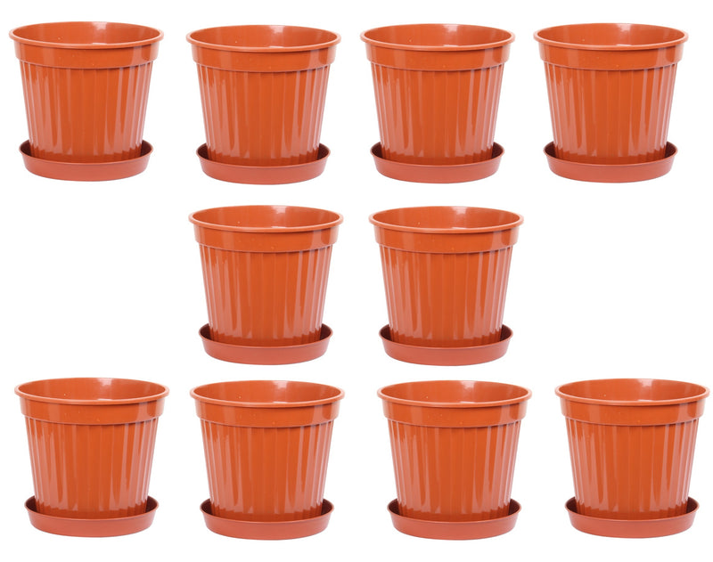 Round Flower Plant Pot and Saucer. Garden Planters. (4 L)