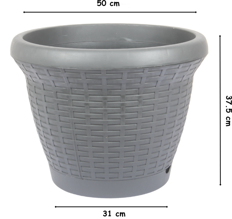 Round Rattan Style Flower Pots. (42L)