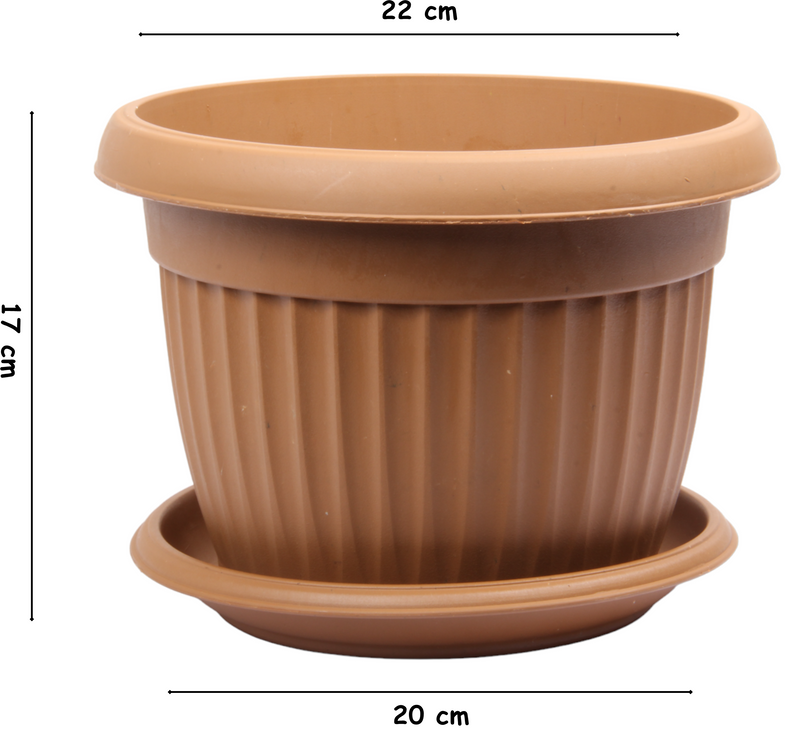 Flower Plant Pot with Saucer. Round Plastic Garden Planters. Indoor & Outdoor.