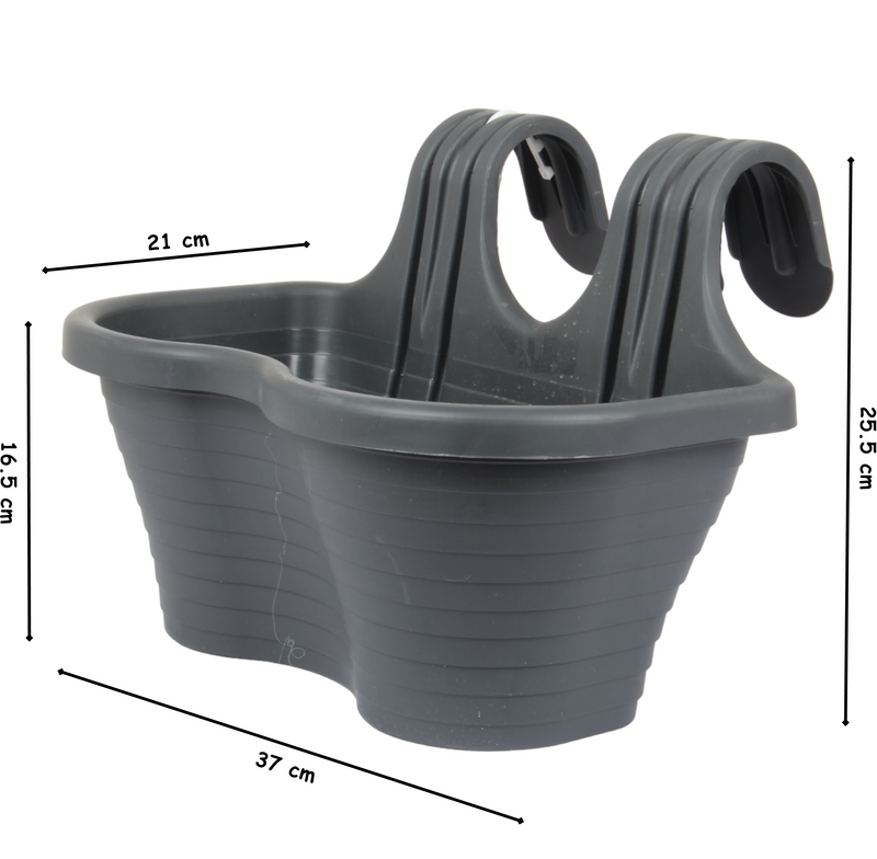 2x Hanging Balcony Flower Pots. (6.5L)