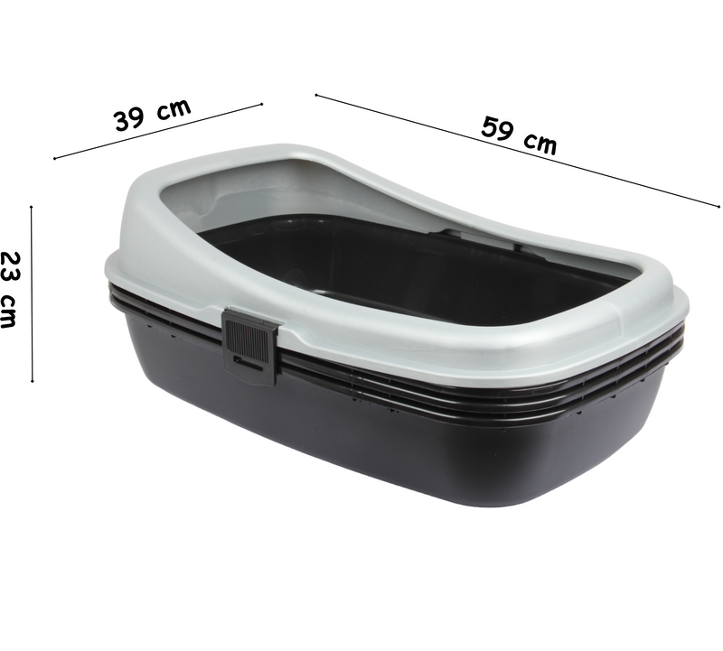 Cat Litter Tray with Sieve. Sifting Litter Box. (Black & Grey)