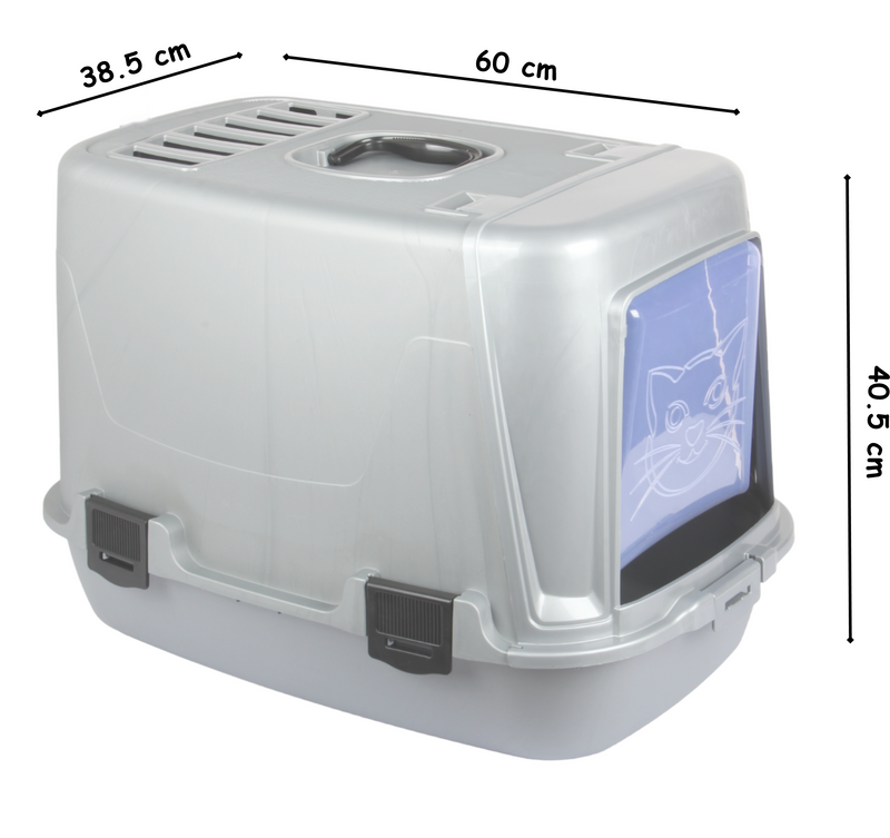 Pet Hooded Litter Tray Box with Scoop. Carbon Filter Litter Box.