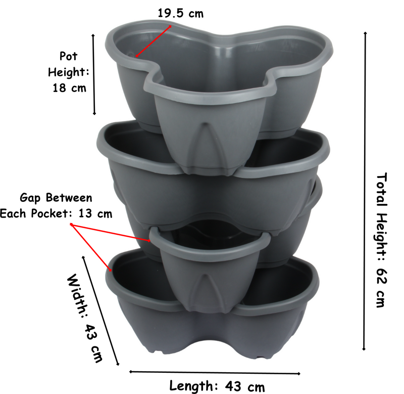 Stacking Garden Flower Tower Pot. Strawberry Planter Trio. (3x4 Pocket)